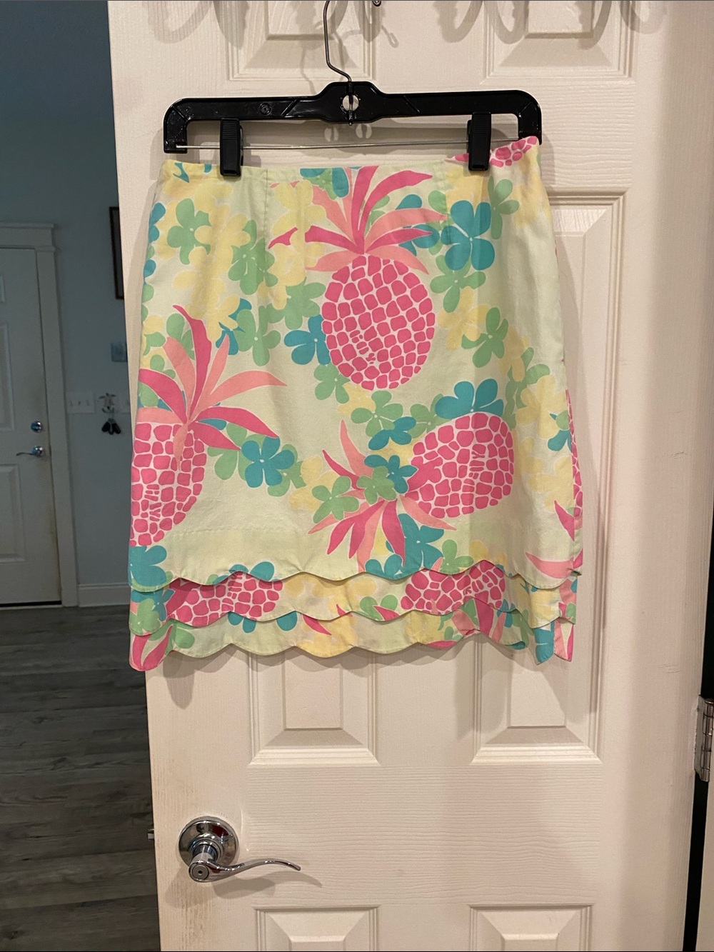 Lilly Pulitzer Pink Pineapple Scalloped Hem Mini Skirt